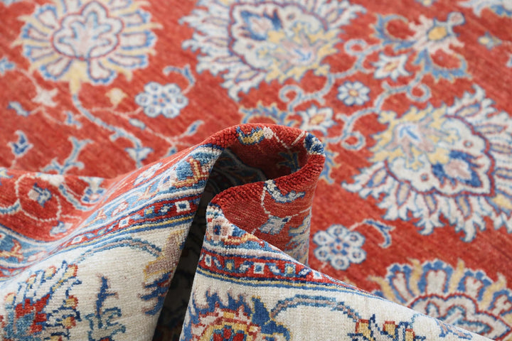 Red Afghan Ziegler Rug 5' 7" x 7' 9" Hand-Knotted | No. AT77263
