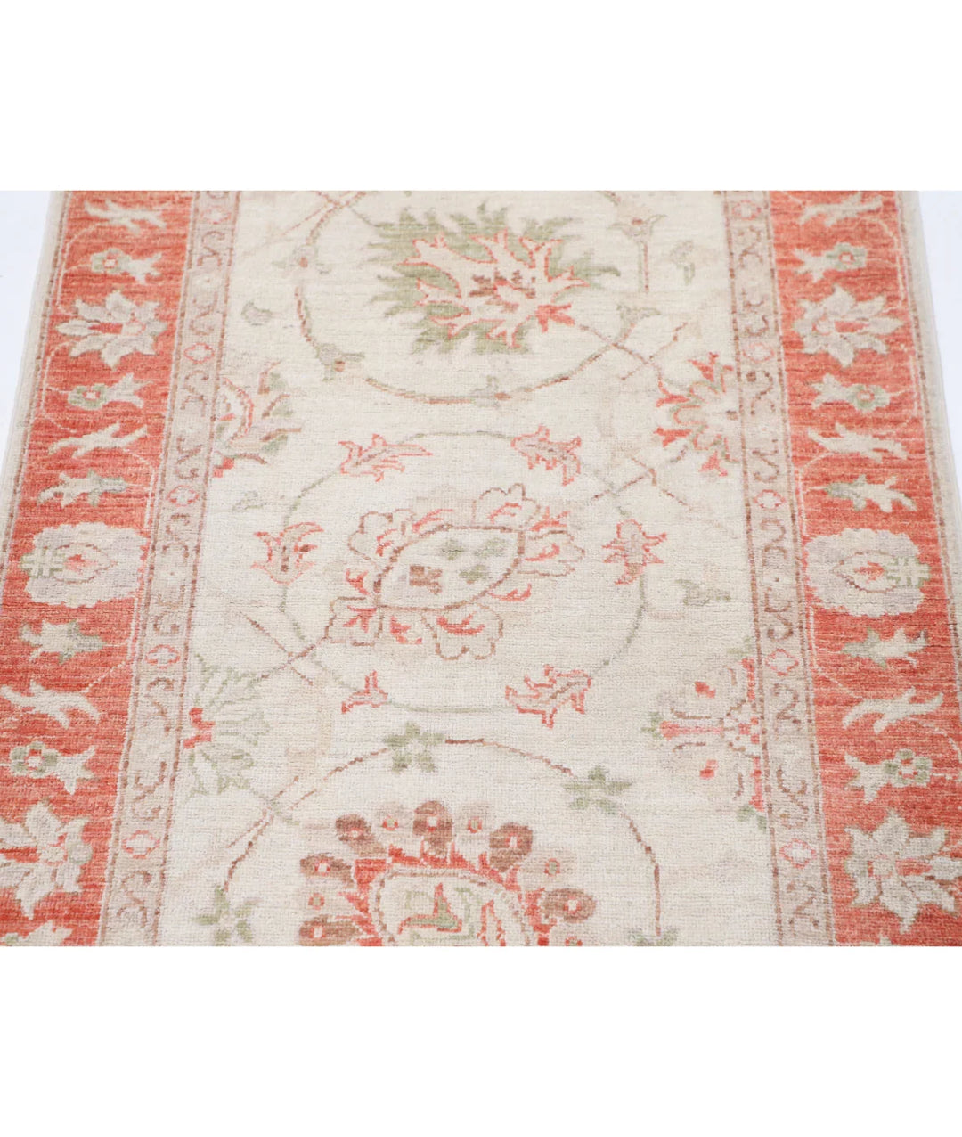 Ivory Afghan Serenity Rug 2' 7" x 3' 11" Hand-Knotted | No. AT77322