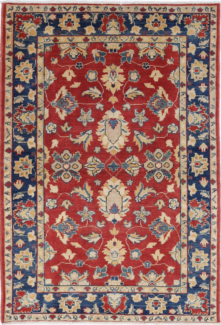 Red Afghan Oriental Rug 3'11" x 6'6" Hand-Knotted