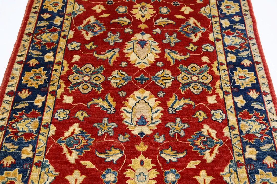 Red Afghan Oriental Rug 3'11" x 6'6" Hand-Knotted | No. AT77341