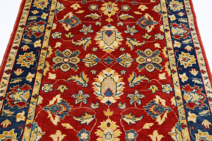 Red Afghan Oriental Rug 3'11" x 6'6" Hand-Knotted | No. AT77341