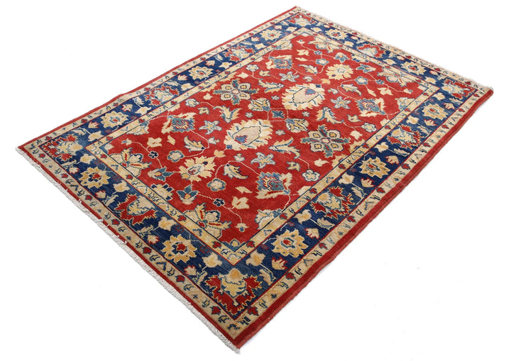 Red Afghan Oriental Rug 3'11" x 6'6" Hand-Knotted border