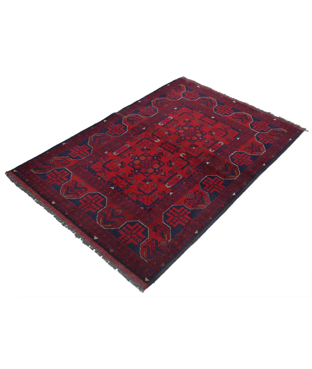 Afghan Khal Muhammadi Rug 3' 4" x 4' 11" Hand-Knotted | No. AT77452