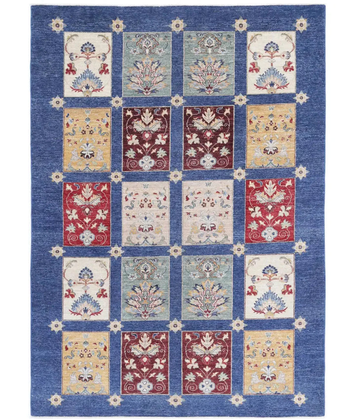 Afghan Bakhtiari Rug 5' 5" x 7' 7" Hand-Knotted | No. AT77473