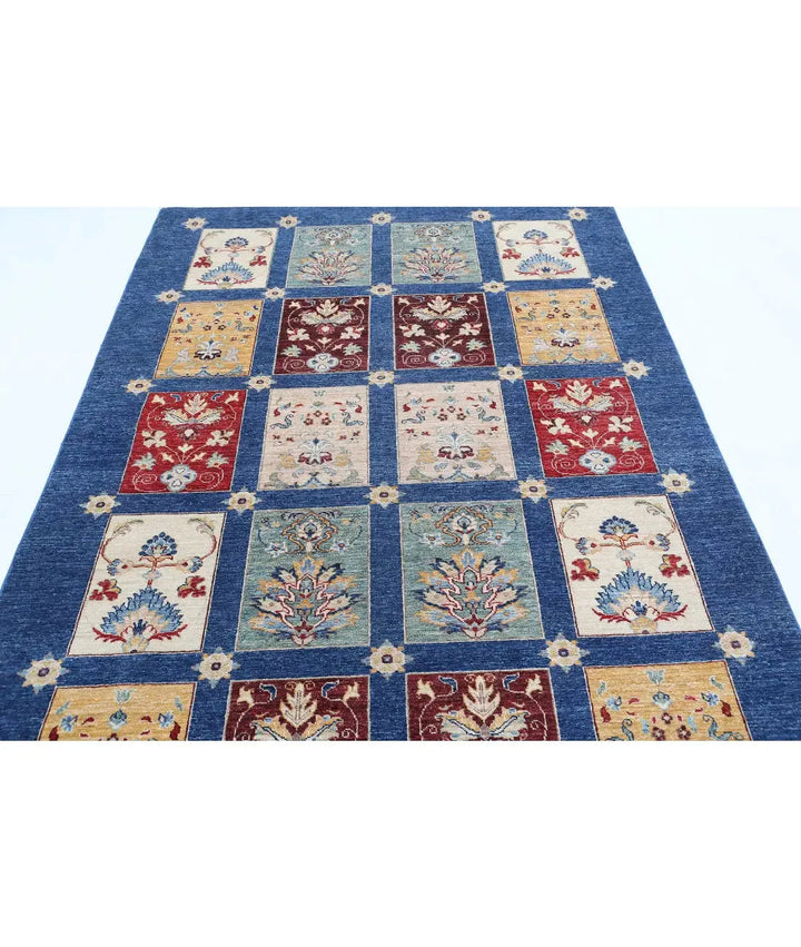 Afghan Bakhtiari Rug 5' 5" x 7' 7" Hand-Knotted | No. AT77473