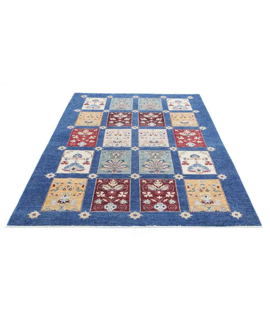 Afghan Bakhtiari Rug 5' 5" x 7' 7" Hand-Knotted | No. AT77473