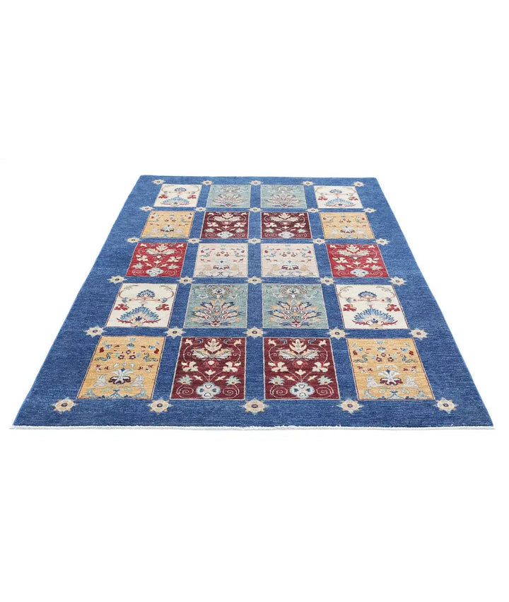 Afghan Bakhtiari Rug 5' 5" x 7' 7" Hand-Knotted | No. AT77473
