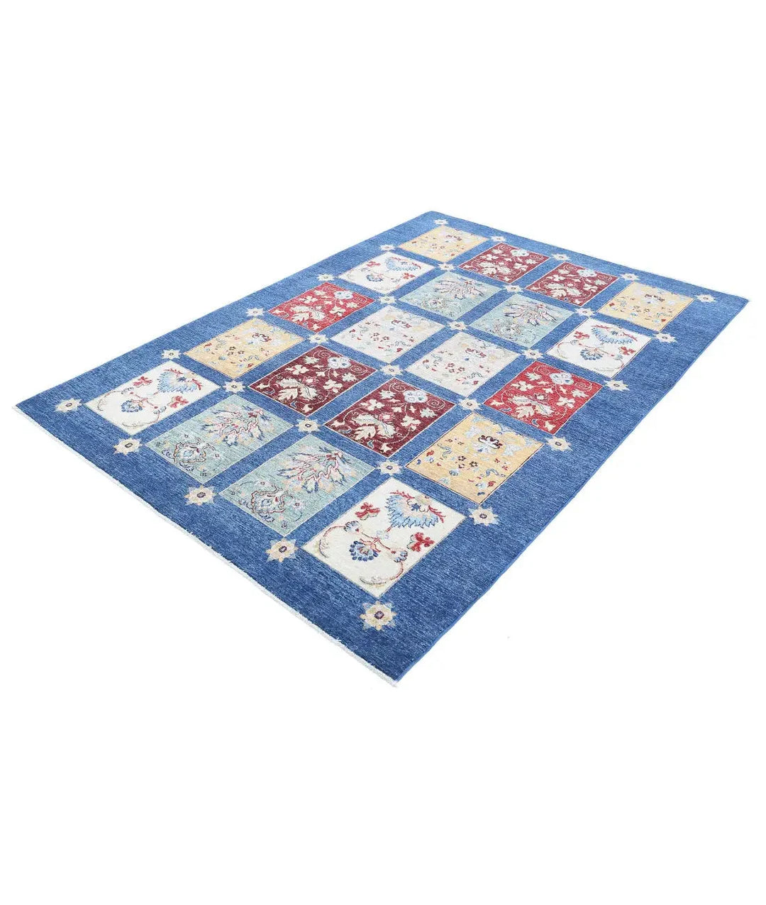 Afghan Bakhtiari Rug 5' 5" x 7' 7" Hand-Knotted | No. AT77473