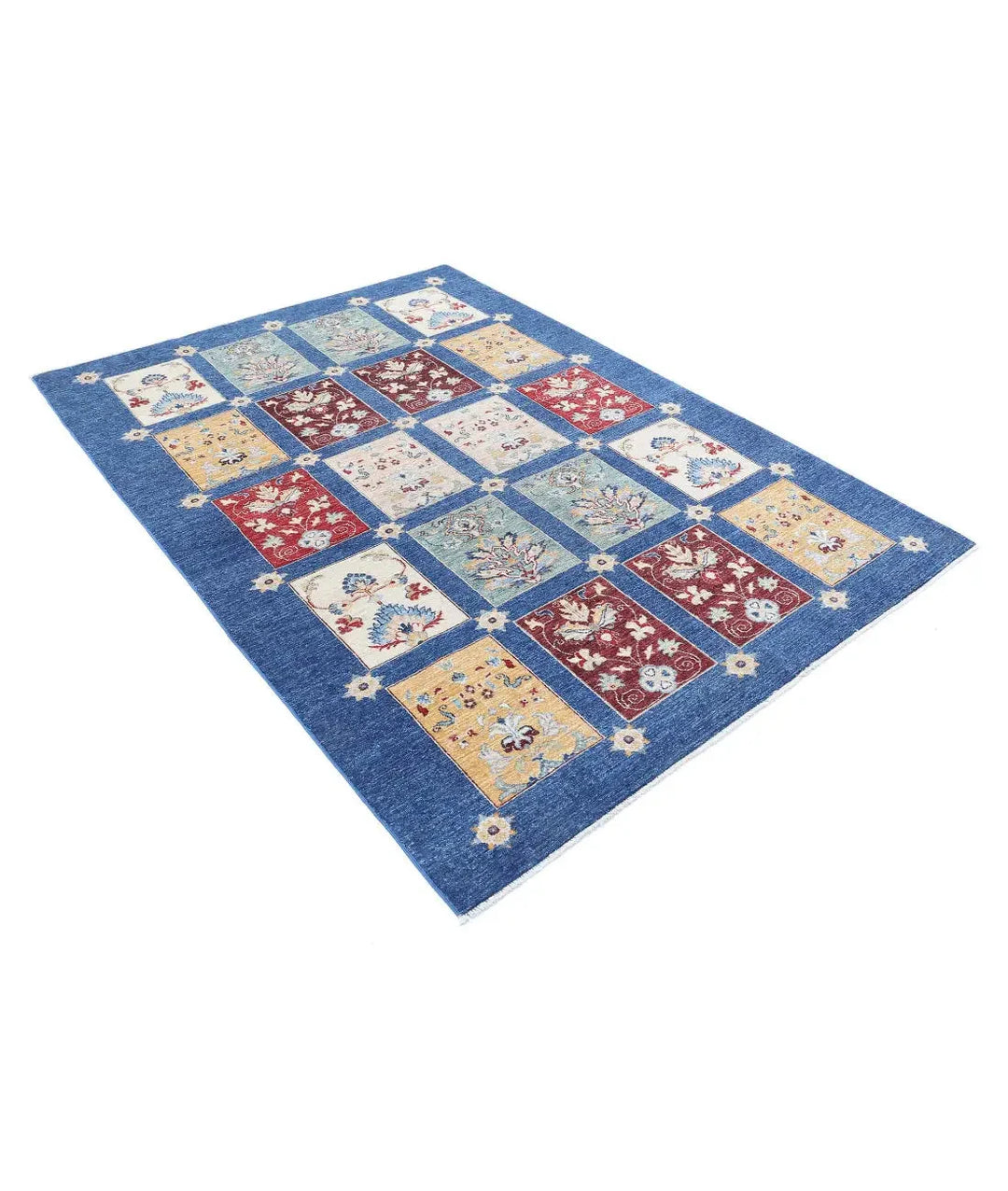 Afghan Bakhtiari Rug 5' 5" x 7' 7" Hand-Knotted | No. AT77473