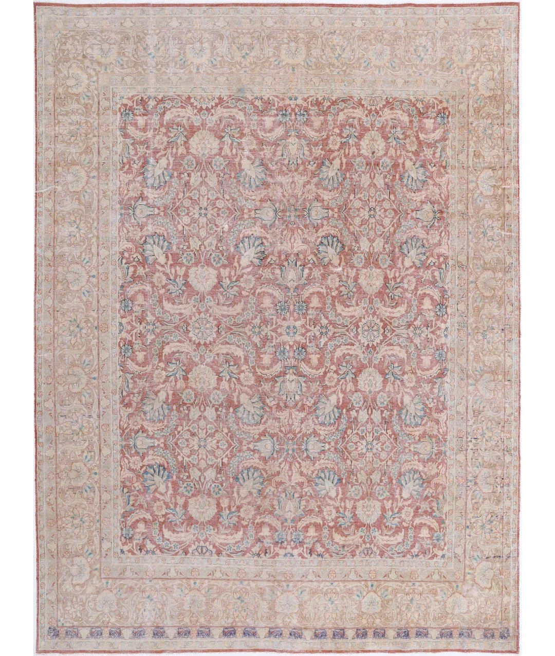Red Persian Vintage Rug 9' 6" x 12' 11" Hand-Knotted | No. AT77499