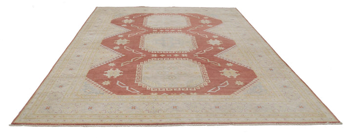 Afghan Kazak Rug 8' 9" x 12' 2" Hand-Knotted | No. AT77619