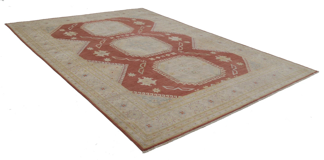 Afghan Kazak Rug 8' 9" x 12' 2" Hand-Knotted | No. AT77619