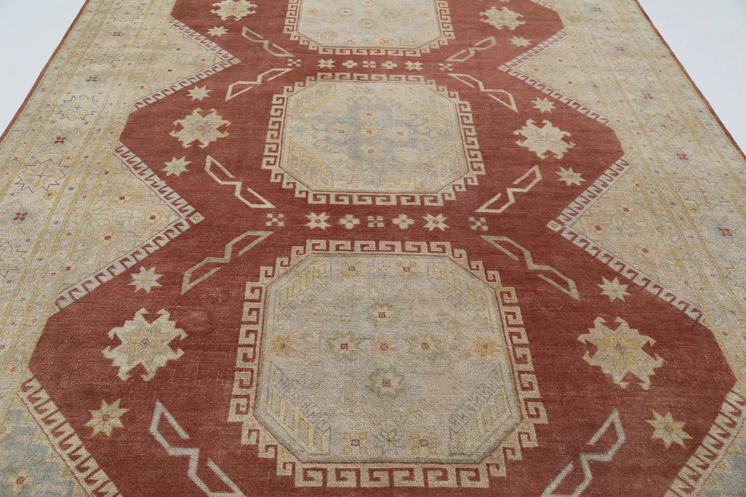 Afghan Kazak Rug 8' 9" x 12' 2" Hand-Knotted | No. AT77619