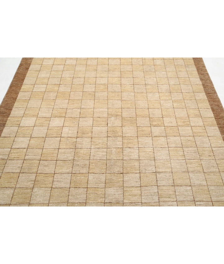Beige Afghan Oriental Rug 6' 0" x 8' 7" Hand-Knotted | No. AT77634