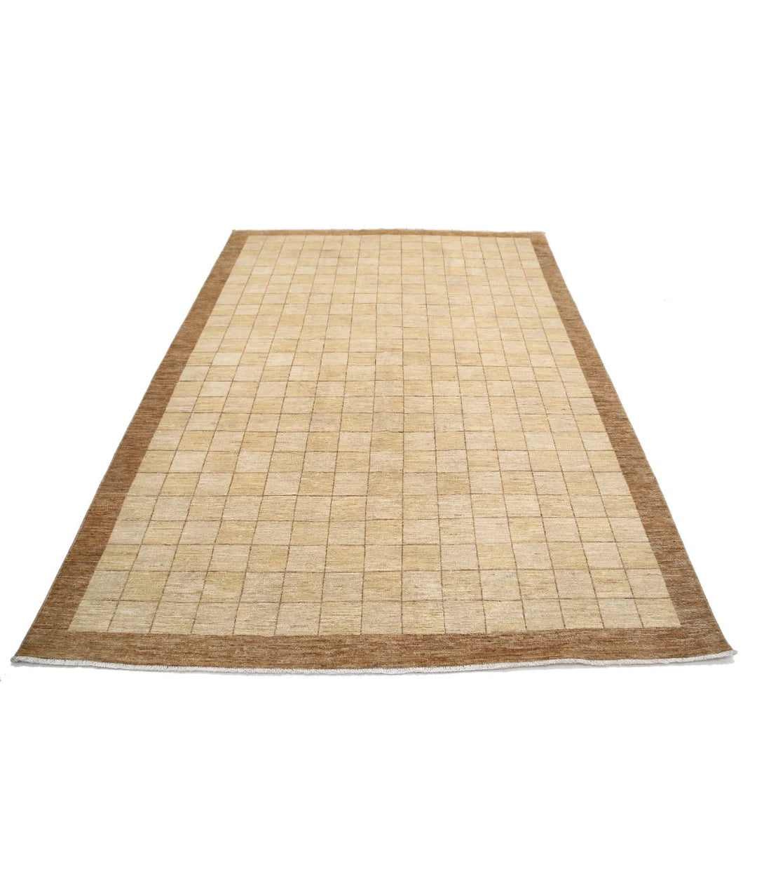 Beige Afghan Oriental Rug 6' 0" x 8' 7" Hand-Knotted | No. AT77634