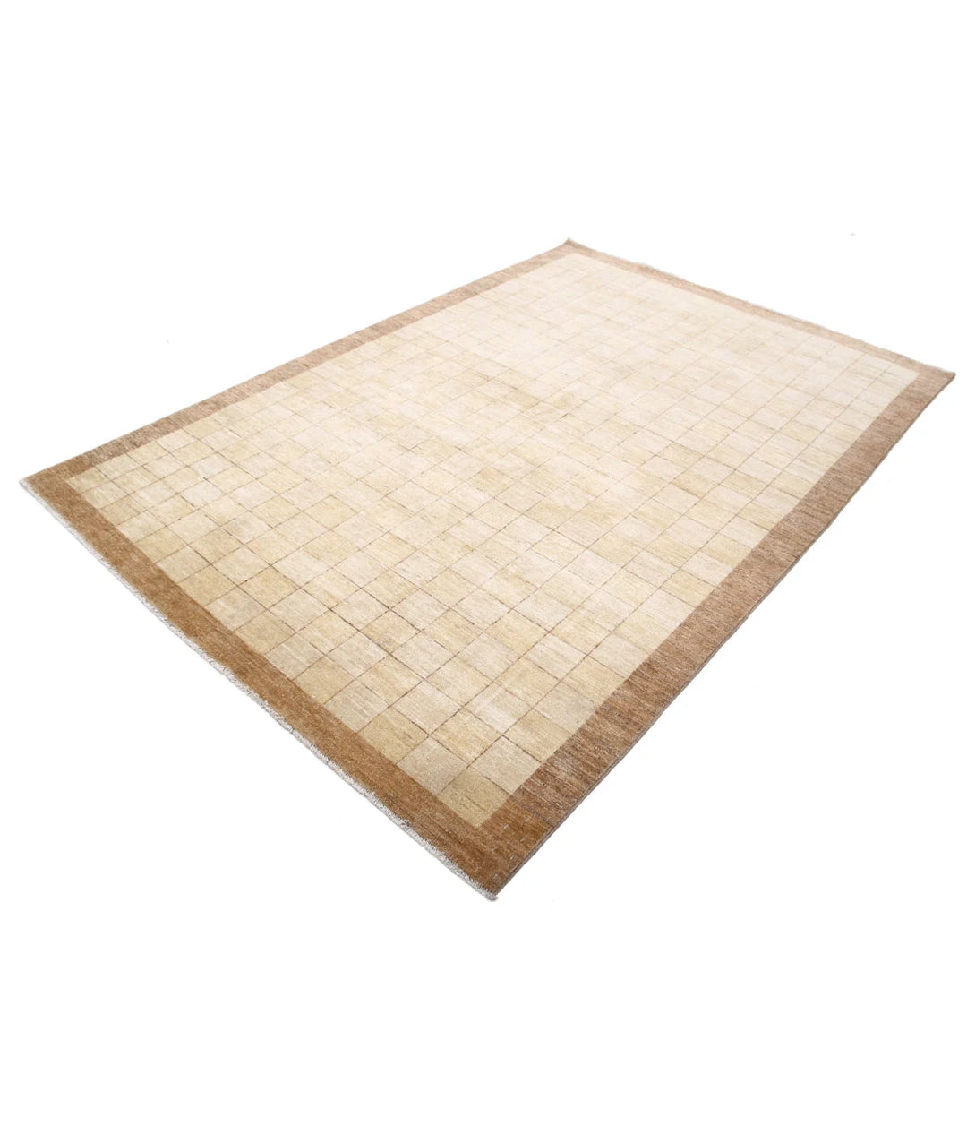Beige Afghan Oriental Rug 6' 0" x 8' 7" Hand-Knotted | No. AT77634