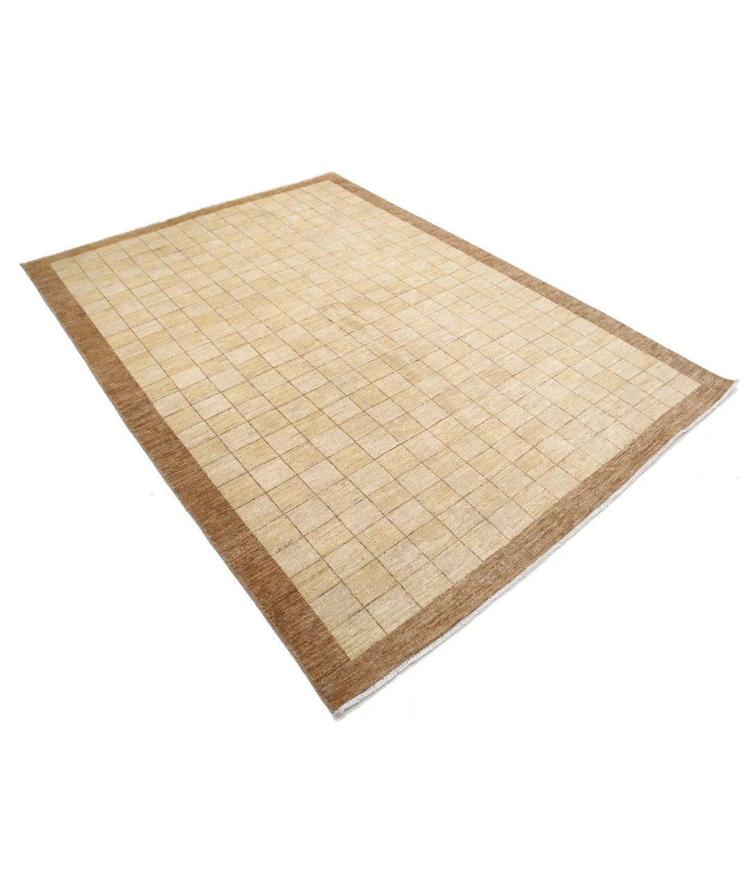 Beige Afghan Oriental Rug 6' 0" x 8' 7" Hand-Knotted | No. AT77634