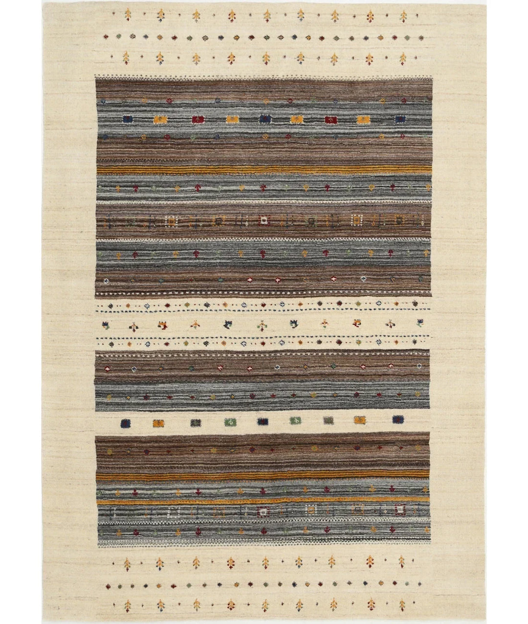 Ivory Indian Oriental Rug 5'7" x 7'10" Hand-Knotted | No. AT77687