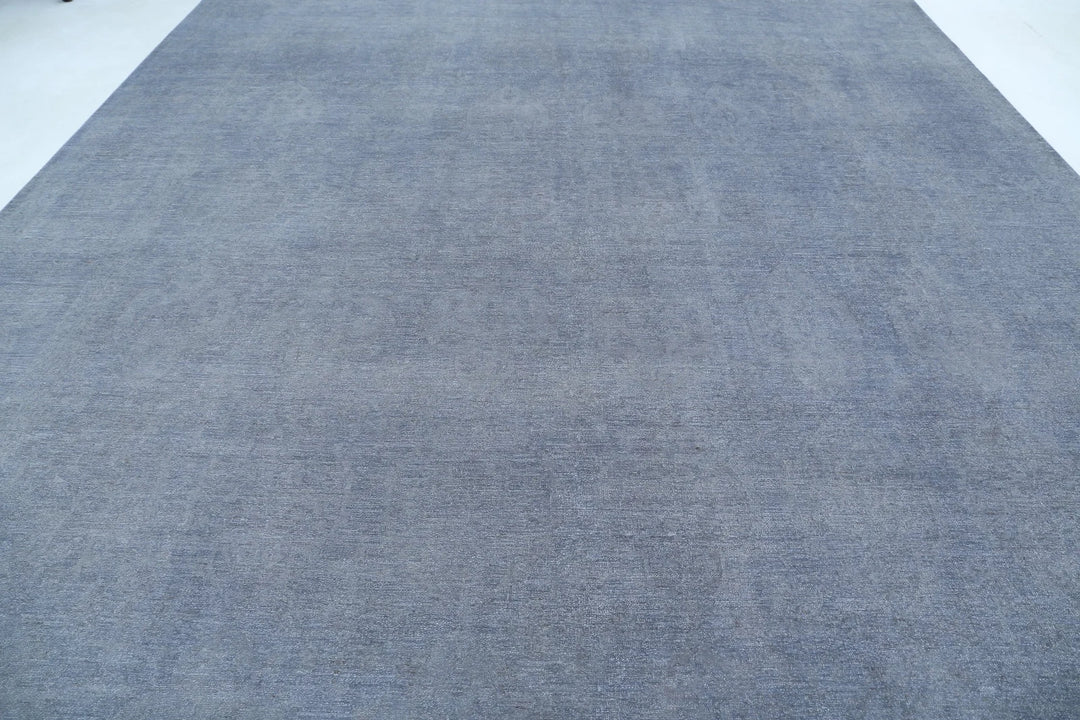 Grey Afghan Overdye Rug 11' 11" x 14' 11" Hand-Knotted | No. AT77719