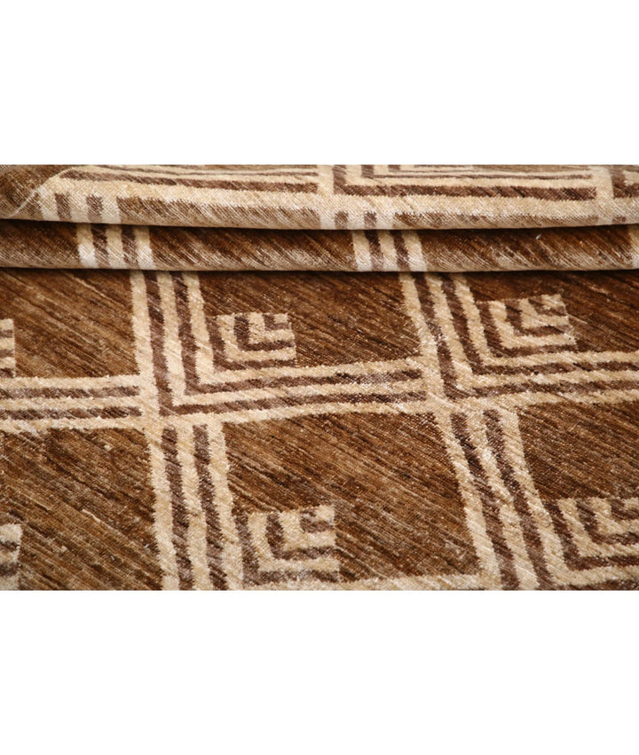 Beige Afghan Modcar Rug 6' 0" x 8' 2" Hand-Knotted | No. AT77897