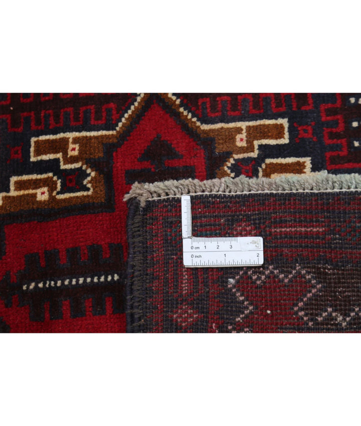Red Afghan Baluchi Rug 2' 9" x 4' 6" Hand-Knotted | No. AT78027