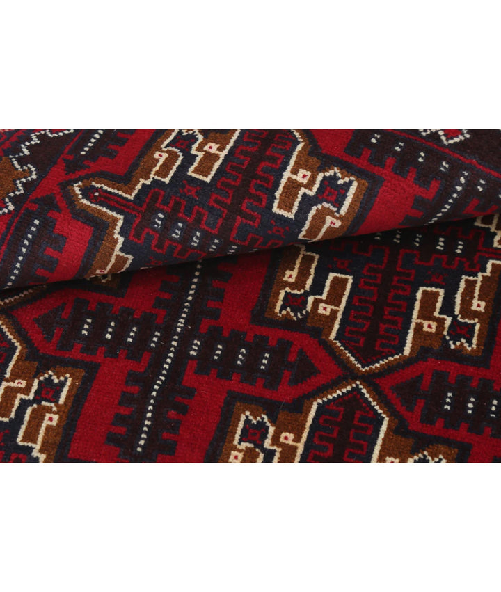 Red Afghan Baluchi Rug 2' 9" x 4' 6" Hand-Knotted | No. AT78027