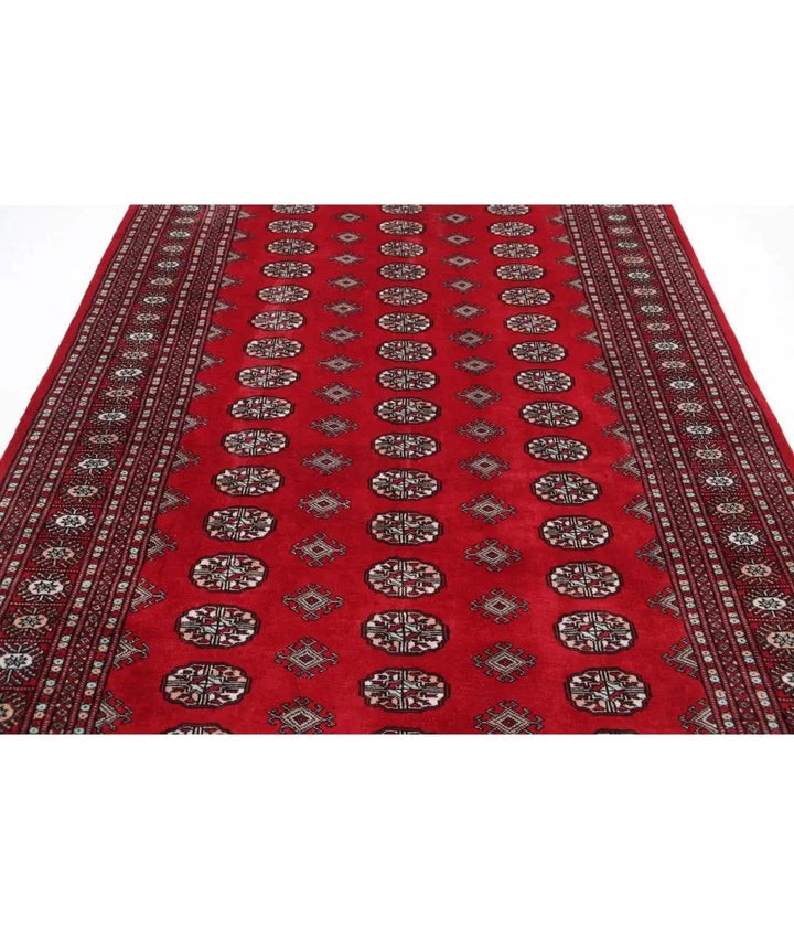 Red Pakistani Bokhara Rug 6' 0" x 8' 8" Hand-Knotted | No. AT78103