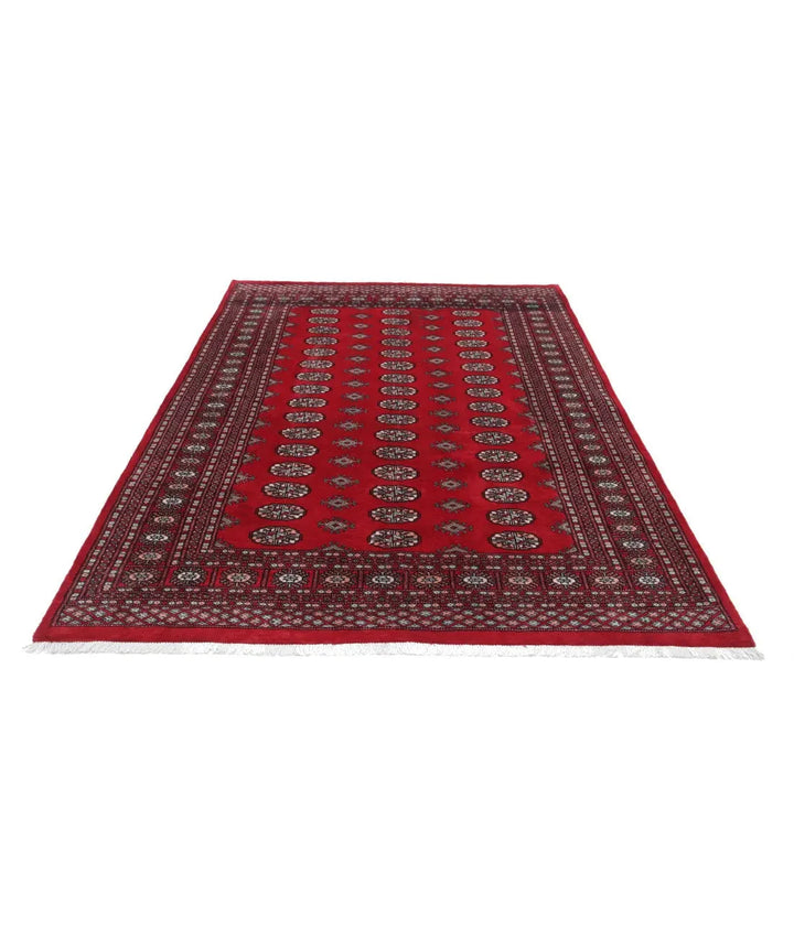 Red Pakistani Bokhara Rug 6' 0" x 8' 8" Hand-Knotted | No. AT78103