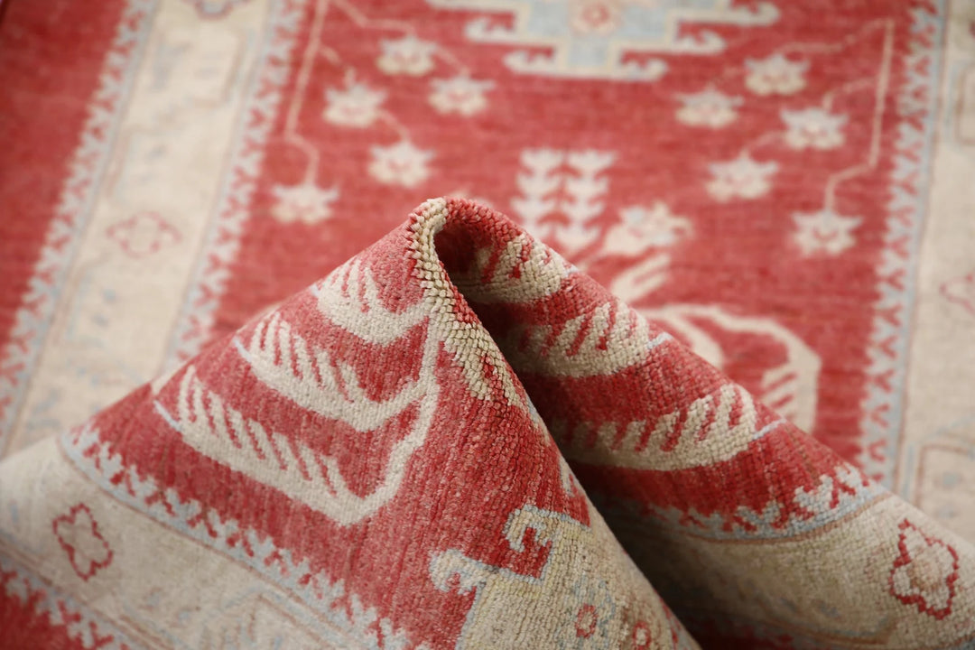 Red Afghan Ziegler Rug 2'7" x 8'2" Hand-Knotted | No. AT78166