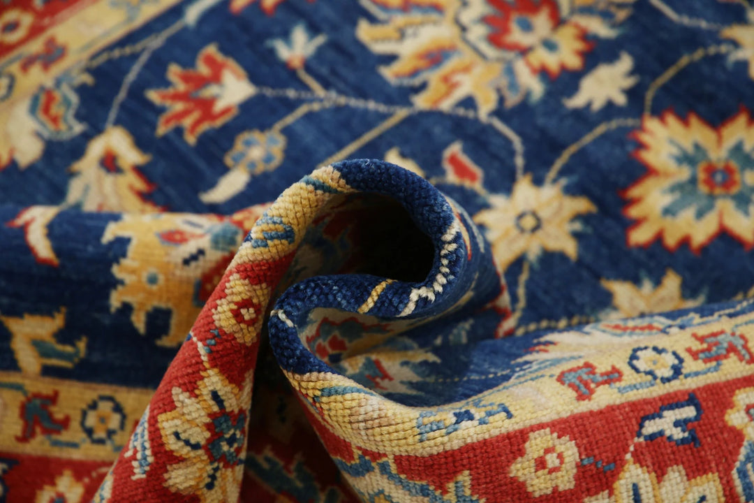 Blue Afghan Ziegler Rug 4' 9" x 7' 1" Hand-Knotted | No. AT78185