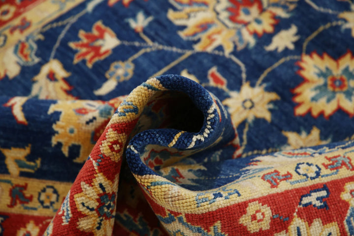 Blue Afghan Ziegler Rug 4' 9" x 7' 1" Hand-Knotted | No. AT78185