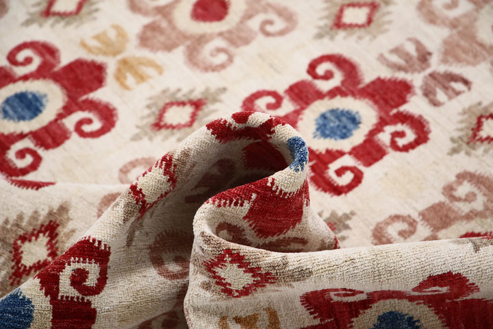 Afghan Ikat Rug 8' 9" x 11' 3" Hand-Knotted | No. AT78216