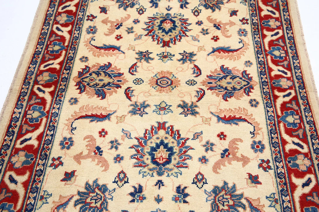 Ivory Afghan Ziegler Rug 3' 11" x 5' 11" Hand-Knotted | No. AT78239