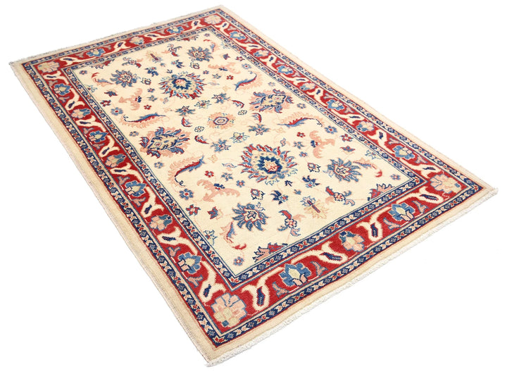 Ivory Afghan Ziegler Rug 3' 11" x 5' 11" Hand-Knotted | No. AT78239