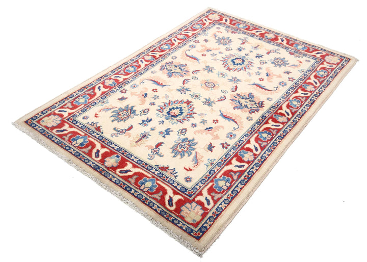 Ivory Afghan Ziegler Rug 3' 11" x 5' 11" Hand-Knotted | No. AT78239