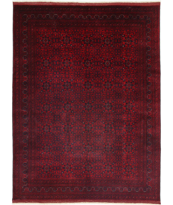 Red Afghan Beljik Rug 8' 2" x 10' 10" Hand-Knotted | No. AT78240