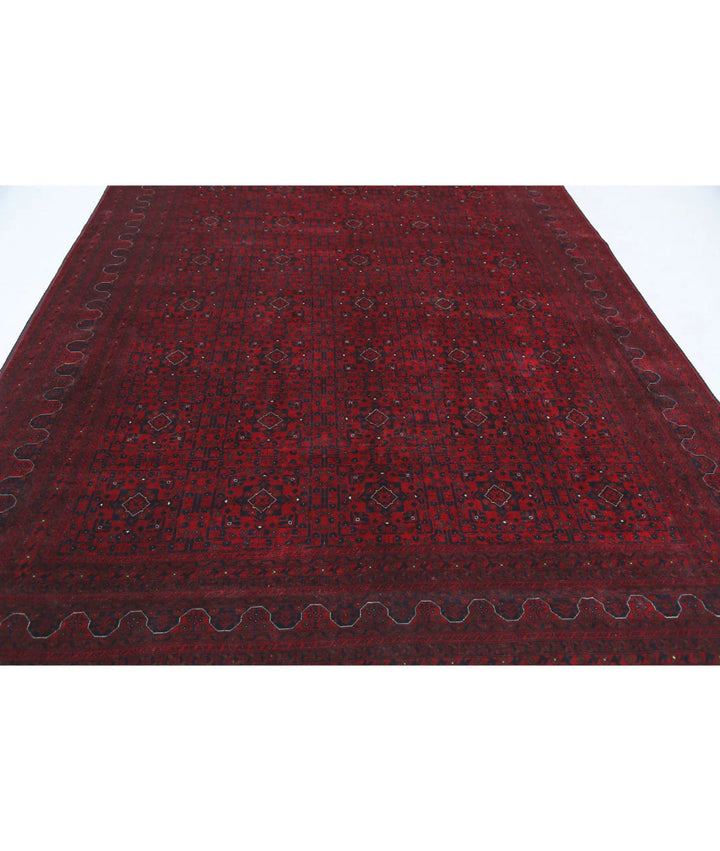 Red Afghan Beljik Rug 8' 2" x 10' 10" Hand-Knotted | No. AT78240