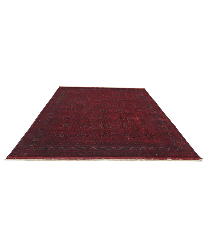 Red Afghan Beljik Rug 8' 2" x 10' 10" Hand-Knotted | No. AT78240
