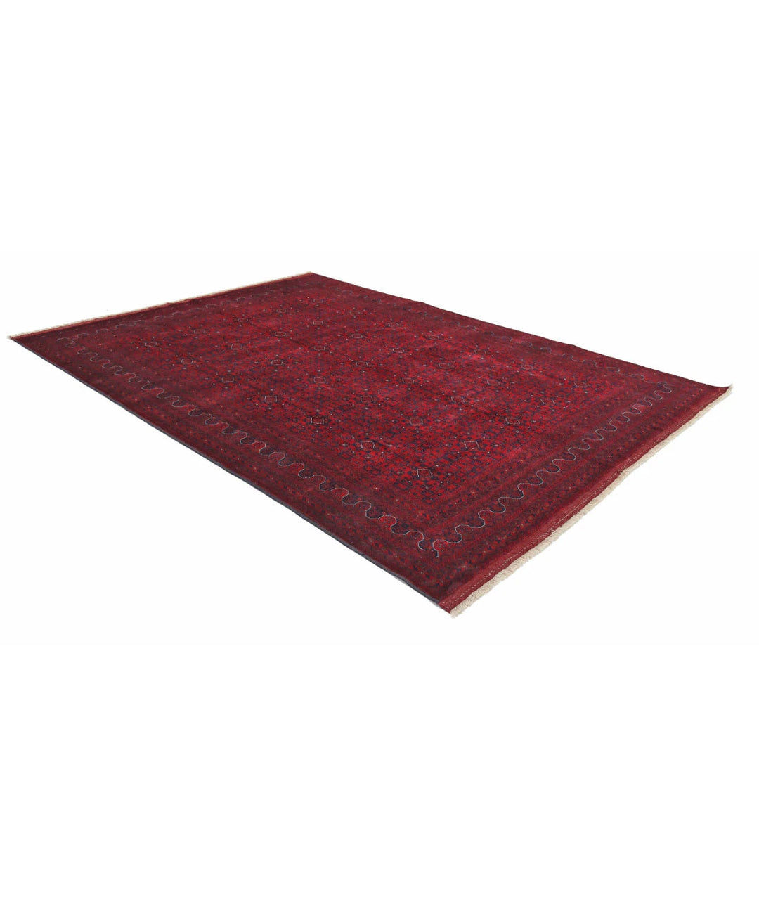 Red Afghan Beljik Rug 8' 2" x 10' 10" Hand-Knotted | No. AT78240
