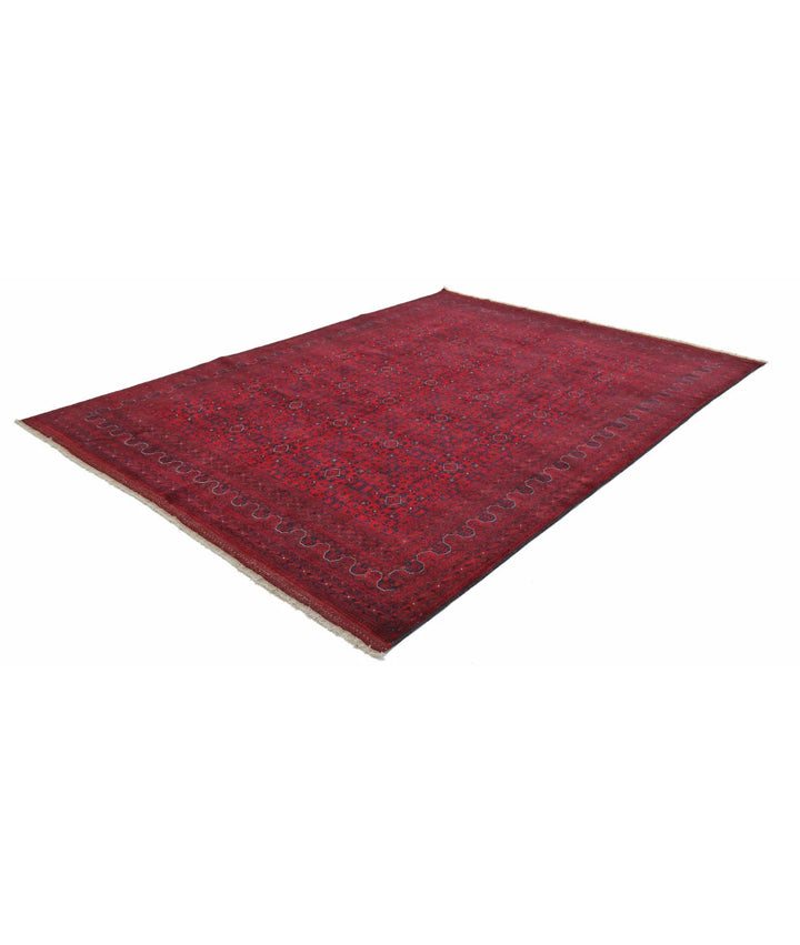 Red Afghan Beljik Rug 8' 2" x 10' 10" Hand-Knotted | No. AT78240