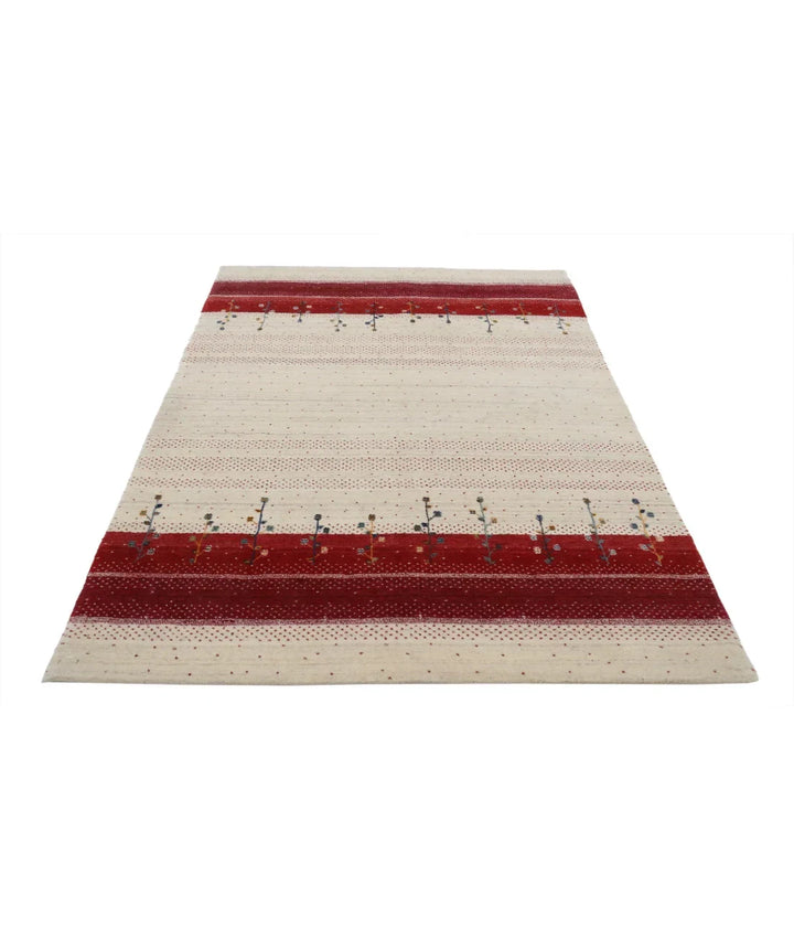Ivory Indian Lori Rug 5' 3" x 7' 6" Hand-Knotted | No. AT78346