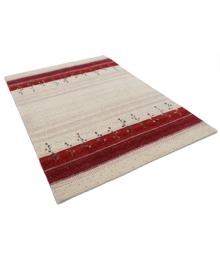 Ivory Indian Lori Rug 5' 3" x 7' 6" Hand-Knotted | No. AT78346
