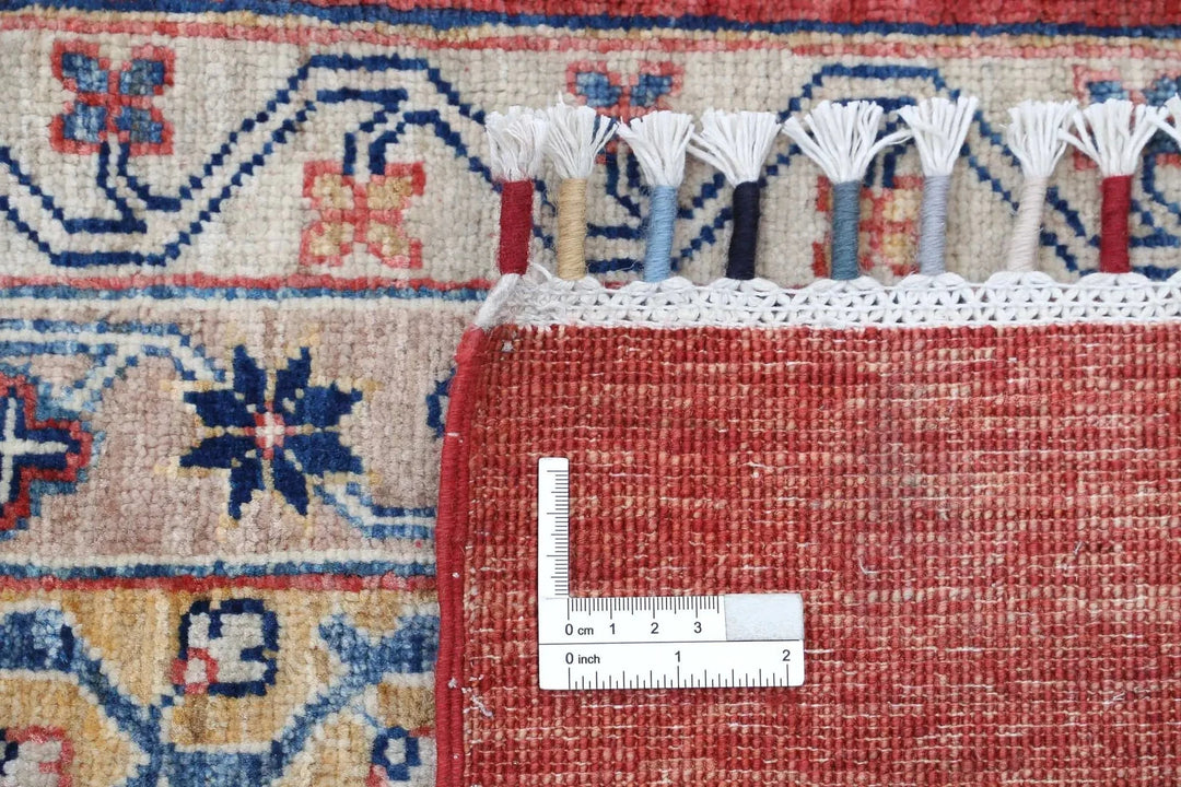 Red Afghan Oriental Rug 4' 9" x 6' 7" Hand-Knotted | No. AT78381
