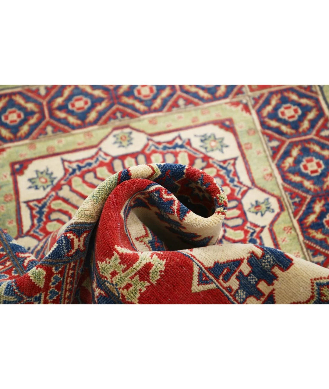 Red Afghan Kazak Rug 4' 10" x 19' 4" Hand-Knotted | No. AT784306