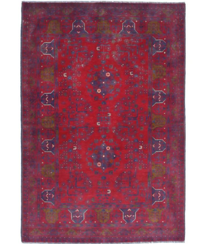 Afghan Khamyab Rug 3' 3" x 4' 11" Hand-Knotted | No. AT78454