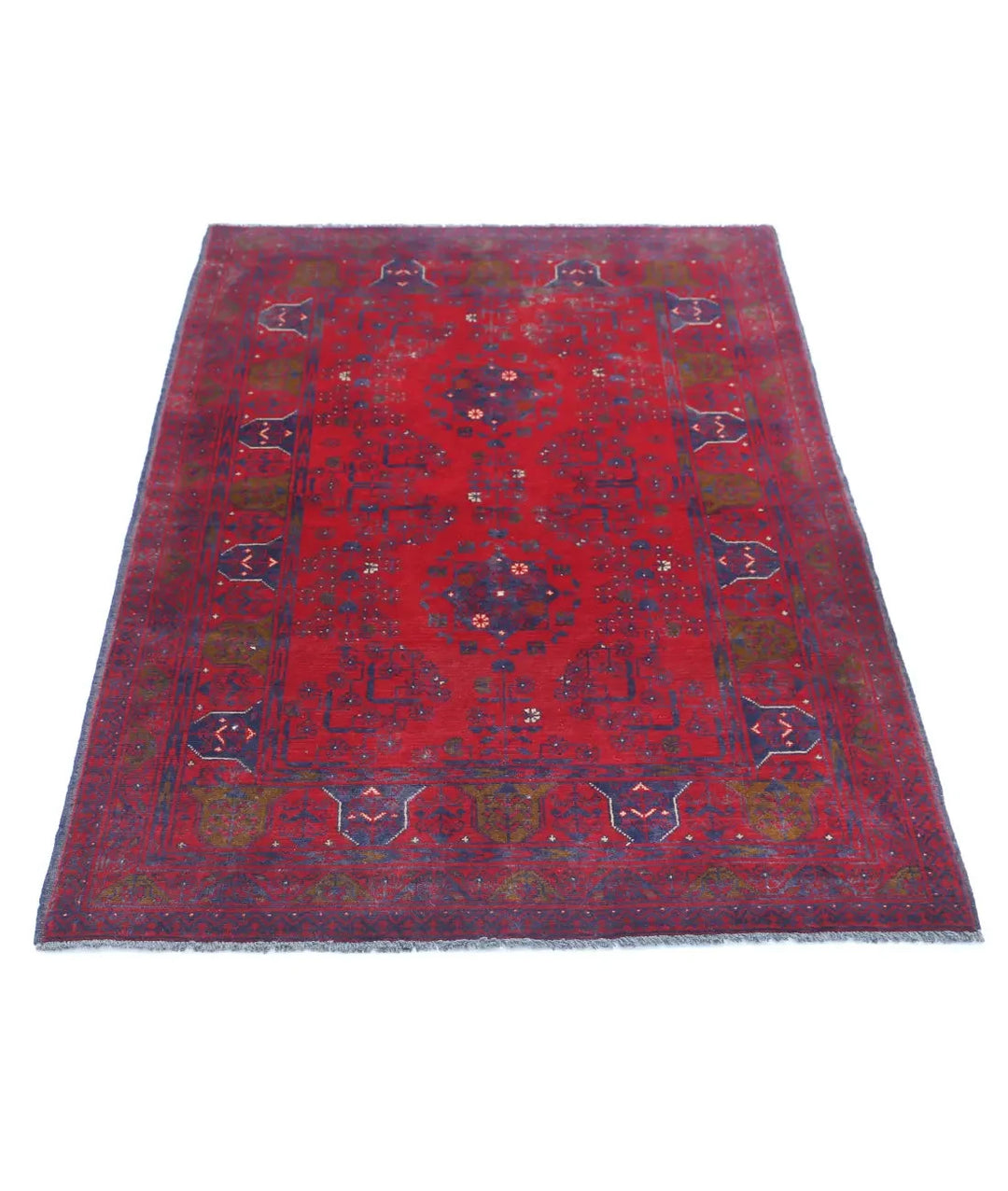 Afghan Khamyab Rug 3' 3" x 4' 11" Hand-Knotted | No. AT78454