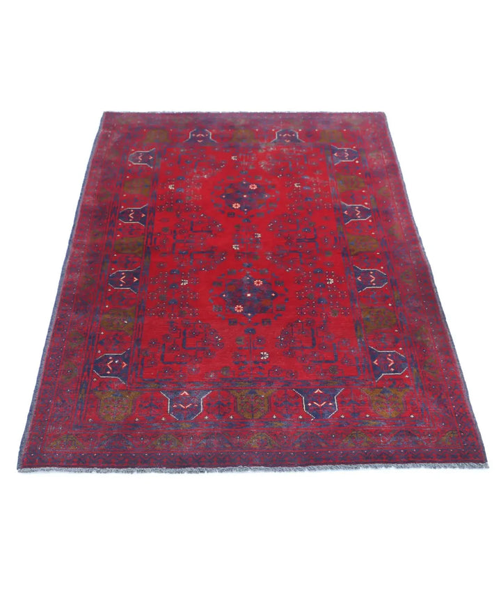 Afghan Khamyab Rug 3' 3" x 4' 11" Hand-Knotted | No. AT78454