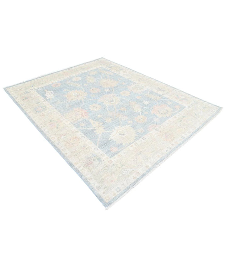 Blue Afghan Oushak Rug 6' 7" x 8' 1" Hand-Knotted | No. AT78470