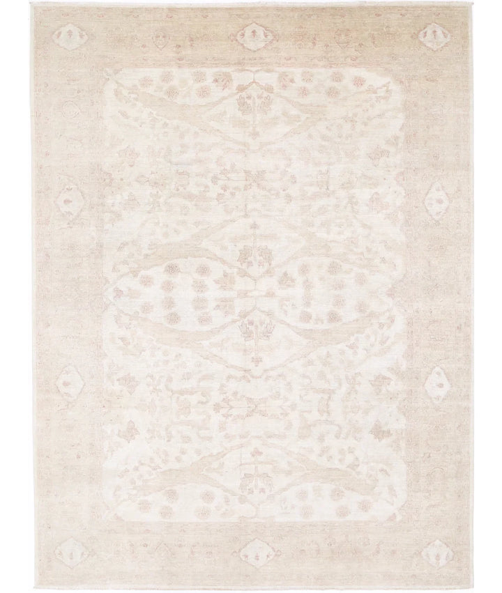 Beige Afghan Serenity Rug 9' 1" x 11' 11" Hand-Knotted | No. AT78500
