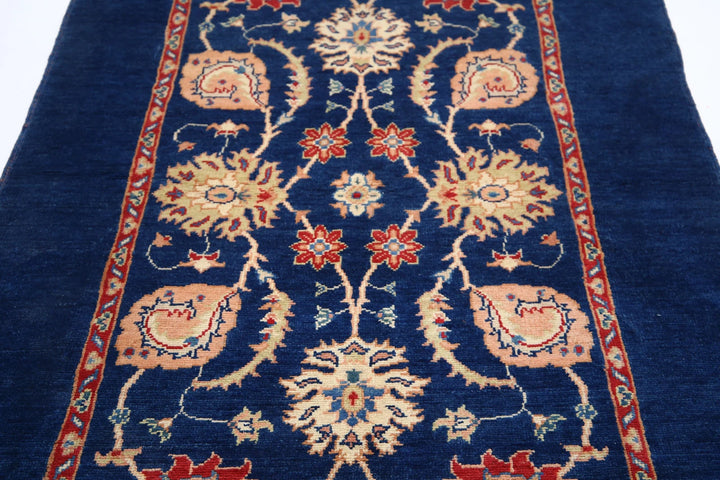 Blue Afghan Ziegler Rug 4' 1" x 6' 2" Hand-Knotted | No. AT78542